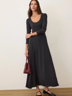 NWT Marine Layer Lexi Rib Fit & Flare Dress, S, Black